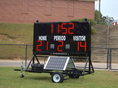 Victory Game Clocks wireless scoreboard on the field